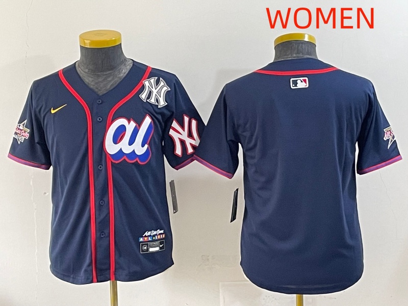 Women 2025 New York Yankees Blank Drak Blue All star Blank Blue Nike MLB Jersey style  3